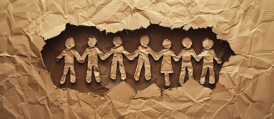 Poster - Creative team message on torn paper against cardboard backdrop symbolizing teamwork With copy space image