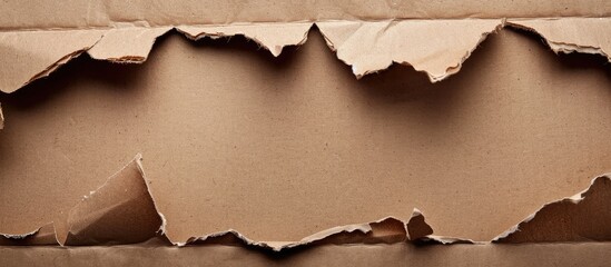 Leinwandbilder - Brown cardboard with symmetrical torn corners leaving ample copy space image
