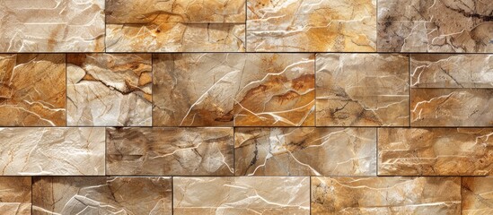 Poster - Beige ceramic tiles with brown tones for walls indoors or outdoors Ideal for background and texture with space for adding images. Creative banner. Copyspace image