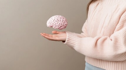 Poster - A hand reaches out towards a floating digital brain network, representing the intersection of technology and human intellect in a contemporary context