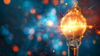 Poster - Futuristic digital light bulb composed of glowing networks and particles, symbolizing innovation and creative engineering. Concept of new ideas, technological advancement 