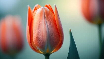 Canvas Print - minimalistic photo of tulip bud abstract floral background