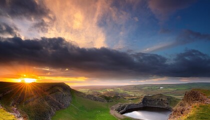 Sticker - dramatic sunset clouds over titterstone quarry