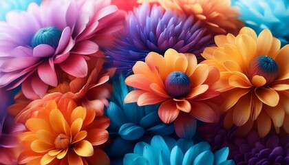 Poster - detail of colorful flowers