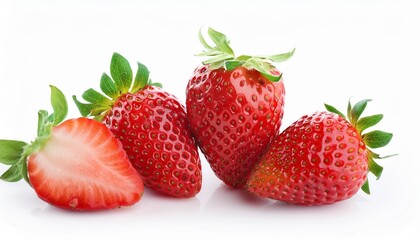 Wall Mural - juicy sweet strawberies isolated on white