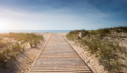 Wall Mural - wooden walkway at the beach in summer