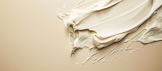Poster - Skin care product with a creamy texture smudged elegantly on a beige backdrop with copy space image