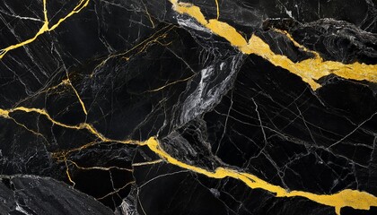 Sticker - grunge texture background black marble background with yellow veins