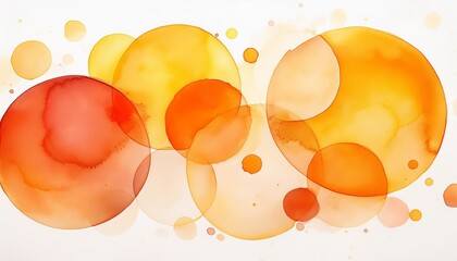 Wall Mural - abstract watercolor circles in orange and yellow