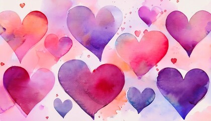 watercolour hearts background vibrant and romantic