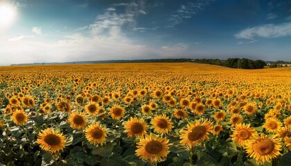 Sticker - a field of sunflowers wide panorama background