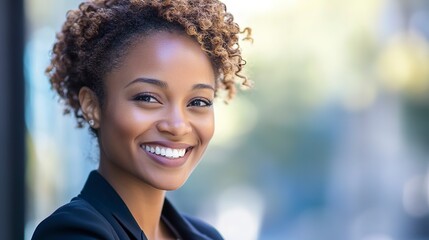 Canvas Print - Business woman guiding with a smile 