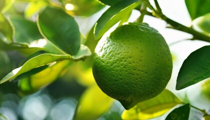 Canvas Print - green lemon in a tree