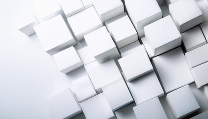 random sloped and shifted white cube boxes block background wallpaper banner with copy space