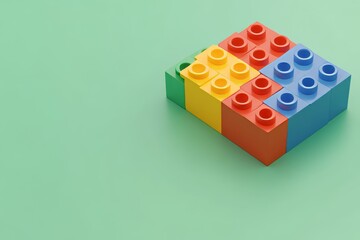 Aufkleber - Interlocking blocks of virtual geometric, molecule-style concept. Wallpaper for graphic design. 3D rendered image.