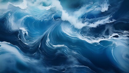 Canvas Print - ocean in rich blue abstract marbled wallpaper or background 008