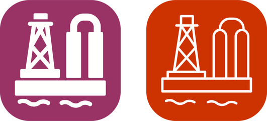 Sticker - Oil Platform Vector Icon