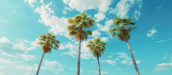Poster - Perfect palm trees set against a beautiful blue sky with a copy space image