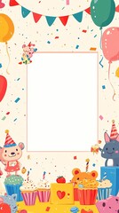 Wall Mural - Birthday concept invitation template