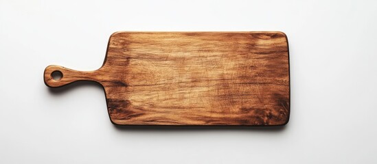 Poster - Wooden cutting board on a white background Design concept Copyspace