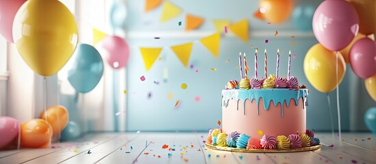 Poster - birthday decorations. with copy space image. Place for adding text or design