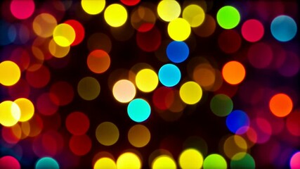 Wall Mural - bokeh. abstract vibrant colorful background with bright rainbow pattern and red and yellow lights. smooth motion of circle shapes. loop animation. seamless footage.