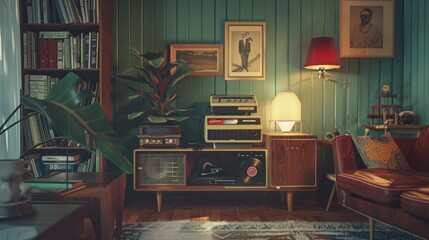 Poster - Discuss how to use vintage-inspired technology, like record players and rotary phones, in retro interiors