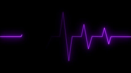 glowing neon heartbeat pulse line animation. neon heartbeat monitor ekg line animation. medical labo