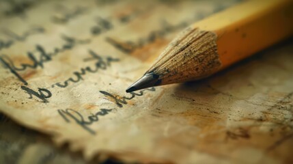 Fototapete - Drafting stories and poems on paper with a pencil can help writers connect more deeply with their creative processes