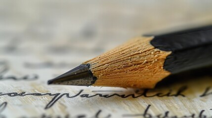 Fototapete - Drafting stories and poems on paper with a pencil can help writers connect more deeply with their creative processes