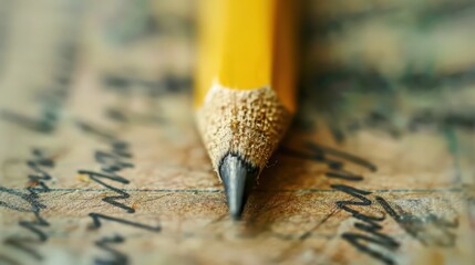Fototapete - Drafting stories and poems on paper with a pencil can help writers connect more deeply with their creative processes
