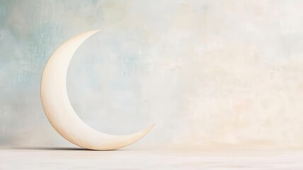 A simple watercolor outline of a thin, crescent moon, set against a lightly washed sky