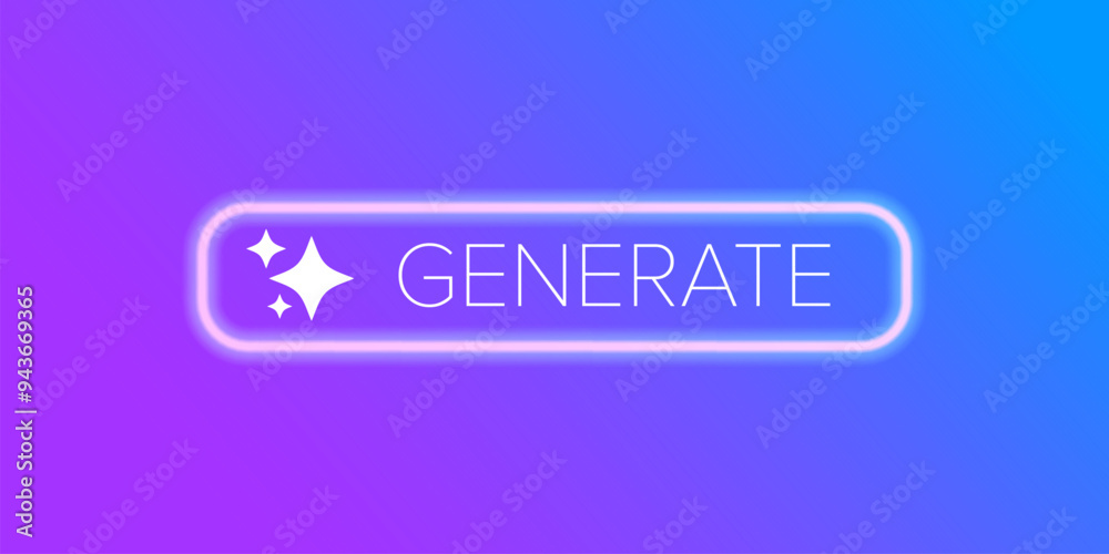 AI generated ultraviolet neon button for artificial intelligence ...