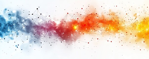 Wall Mural - A digitally rendered abstract illustration depicting a network connection, using lines and dots, colors and shapes to symbolize the digital age.