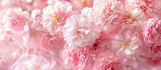 Aufkleber - Pink Spring Blooms on a White Background. with copy space image. Place for adding text or design