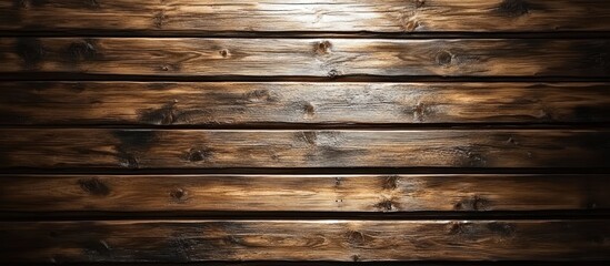 Aufkleber - Horizontal brown wooden planks featuring artistic lighting and copy space Abstract trendy texture background of natural wood