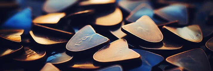 Close up of a guitar pick  the essential tool for musicians and string instrument enthusiasts