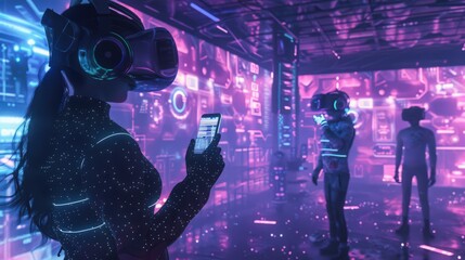 Wall Mural - Step into the metaverse, a digital universe where virtual worlds and augmented reality merge