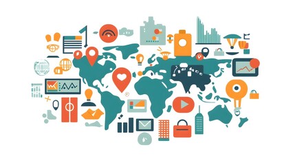 Wall Mural - Connecting the World: Global Communication Concept with Digital Technology and Networking