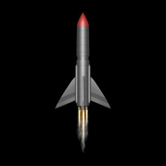 Aufkleber - Space shuttle launching and taking off. Vector isolated realistic rocket with fumes and fire, smoke and gas. Starting rocketship, universe and galaxy exploration and scientific discovery