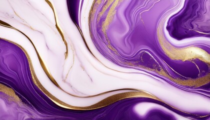 abstract purple marble liquid texture with gold splashes luxury background