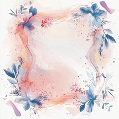 Wall Mural - A delicate floral watercolor frame featuring soft colors and elegant brush strokes, perfect for invitations or art displays.