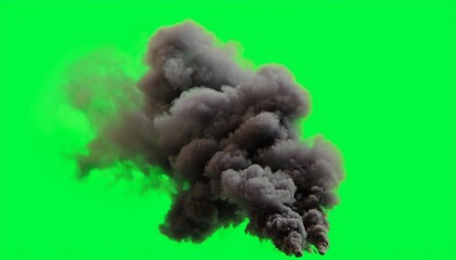 Wall Mural - dark smoke on a green screen background chroma key