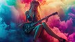 © Aliaksei - female guitarist plays guitar