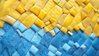 Wall Mural - beautiful blue and yellow mosaic background wallpaper generative ai