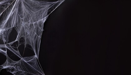 Wall Mural - real creepy spider webs on black banner