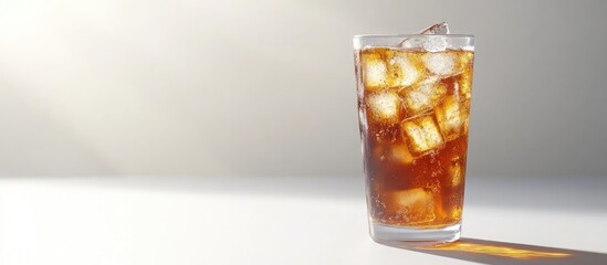 Aufkleber - Glass of refreshing cold iced tea on a white background. with copy space image. Place for adding text or design