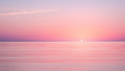 Sticker - vibrant sunrise pink background over calm ocean horizon with soft pastel colors and smooth gradient sky perfect for tranquil and serene wallpapers