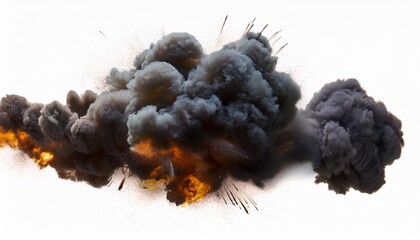 Wall Mural - bomb explosion with billowing black smoke isolated on a transparent background