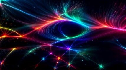 Wall Mural - Worldwide network connection, digital telecommunication, big data, digital transformation, cloud computing, 3d neon digital art, iridescent holographic design. looped animation. seamless footage.